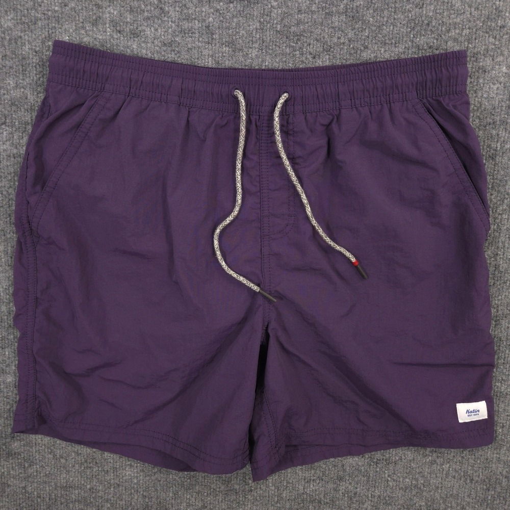 Katin Poolside Volley Swim Trunks Mens M Purple Elastic Waist Mesh Lined Shorts
